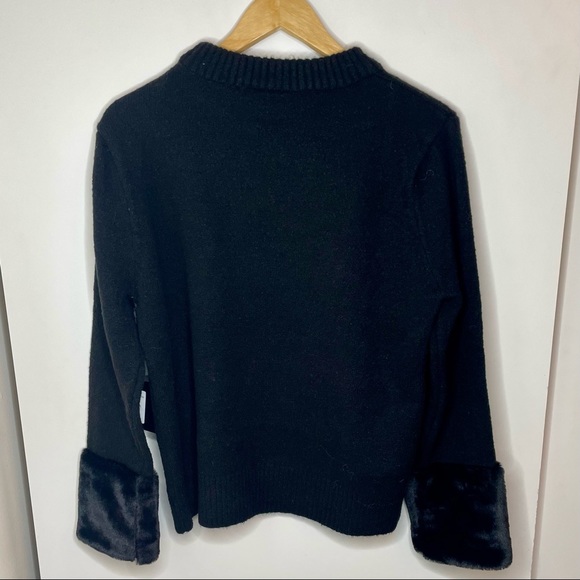 Saks Off 5th Black sweater w/faux fur sleeves - Picture 3 of 6
